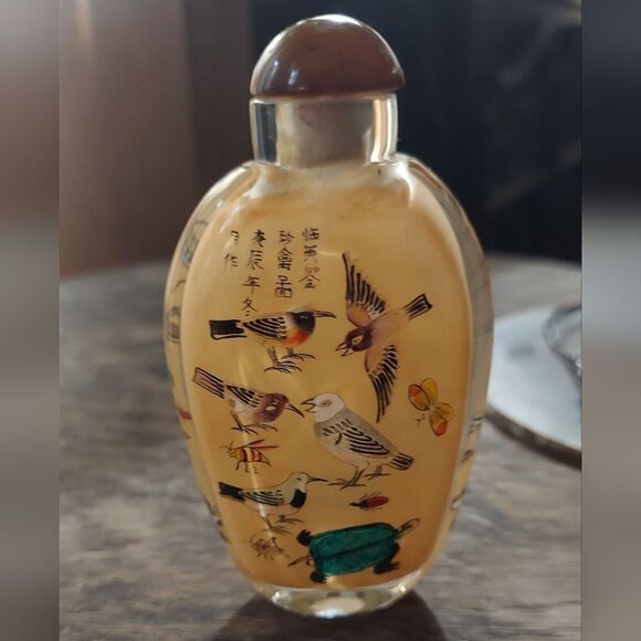 VTG Chinese Glass Snuff Bottle Inside Painting - Picture 4 of 9